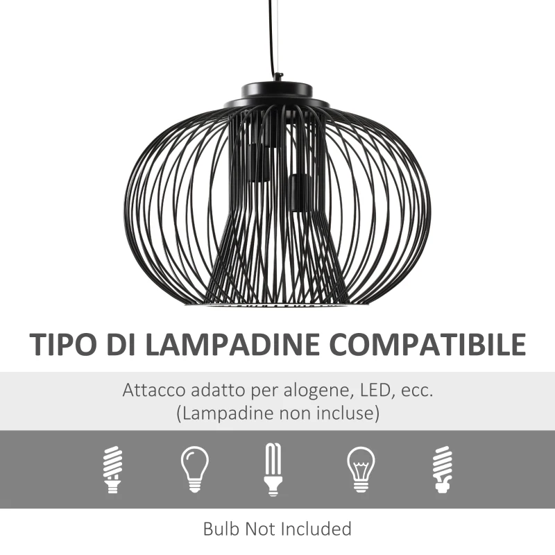 HOMCOM Lampadario da Soffitto Design Moderno con Attacco E27 e Altezza Regolabile, Ф50x150cm