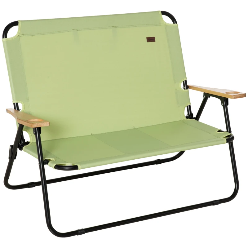Outsunny 2-Sitzer Campingstuhl, klappbar, mit Getränkehalter, 141 x 67 x 80 cm, Grün(m-10)