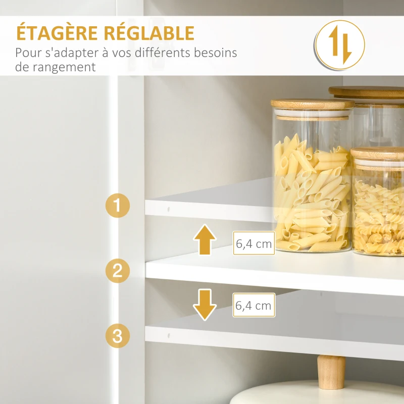 HOMCOM Buffet de cuisine armoire de cuisine contemporaine multi-rangement 2 placards portes grand tiroir coulissant panneaux MDF blanc