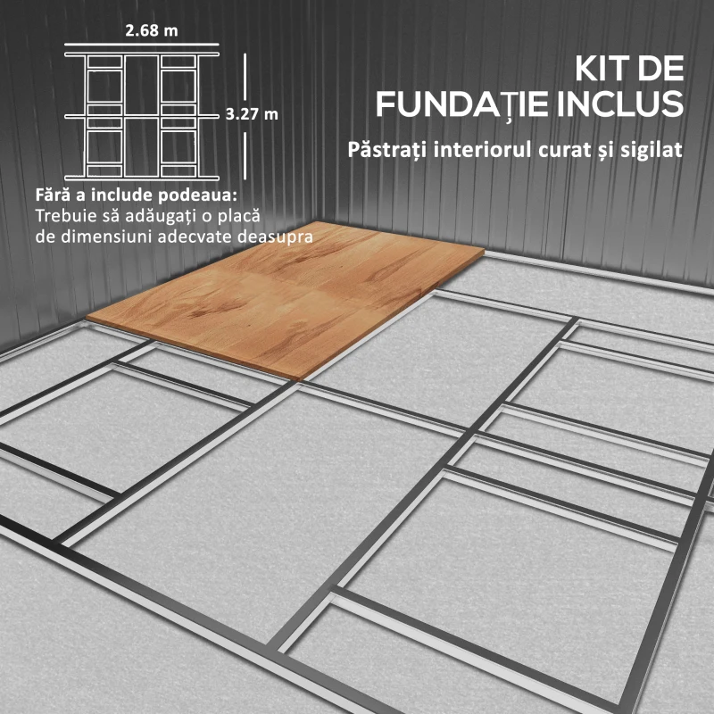 Outsunny magazie unelte, din otel galvanizat, 3.4x3.86x2m(m-6)