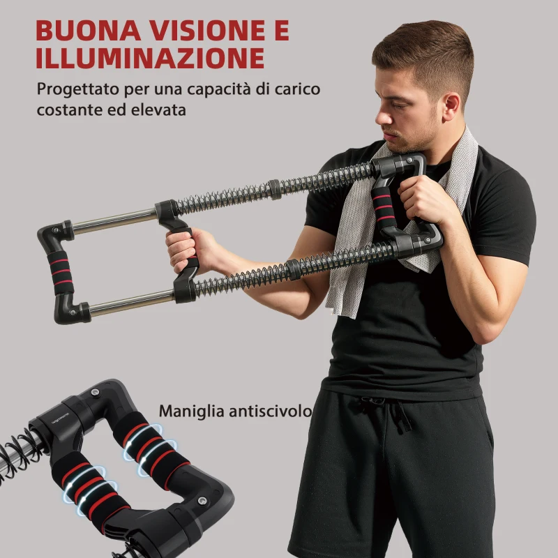 SPORTNOW Power Twister a 4 Molle con Resistenza da 10 a 50 kg, in Acciaio Inox, 80x22x5 cm, Nero