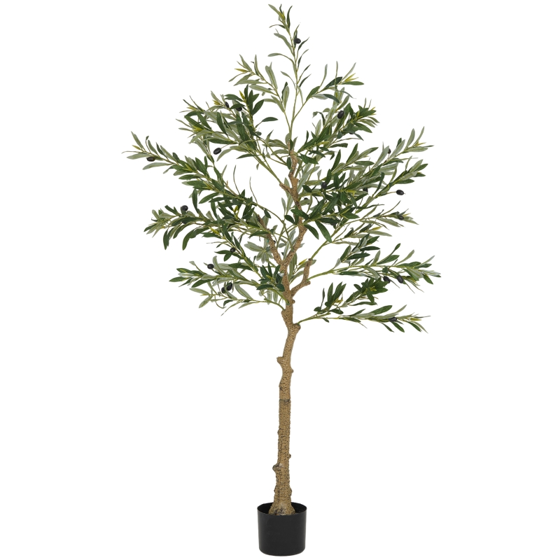 HOMCOM Kunstpflanze, Knstlicher Olivenbaum, 150 cm, 720 Bltter, 40  Oliven, stabiler Blumentopf, Dekorationspflanze, Grn | Aosom.de