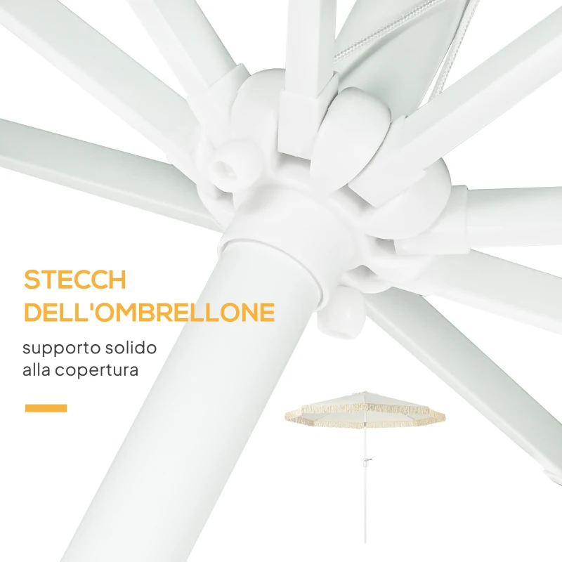 Outsunny Ombrellone da Giardino a Manovella Inclinabile e Palo a 2 Sezioni, Poliestere e Metallo, 2.6x2.4 m, Bianco