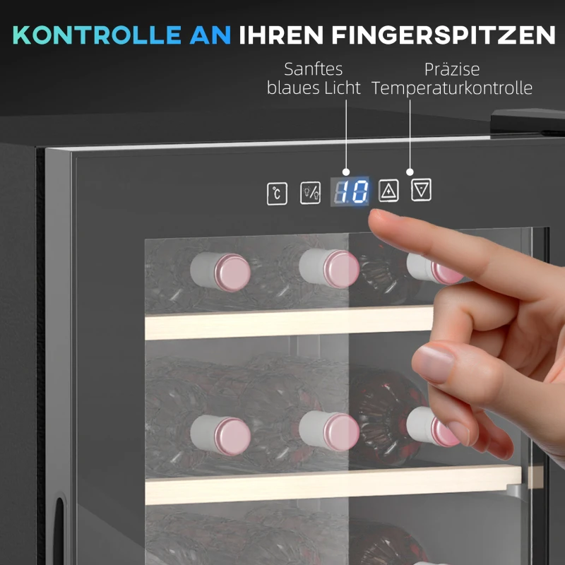 HOMCOM Wijnkoelkast voor 41 Flessen, 91 Liter Capaciteit, Drankenkoelkast met LED-Display en Touchscreen, Zwart(m-4)