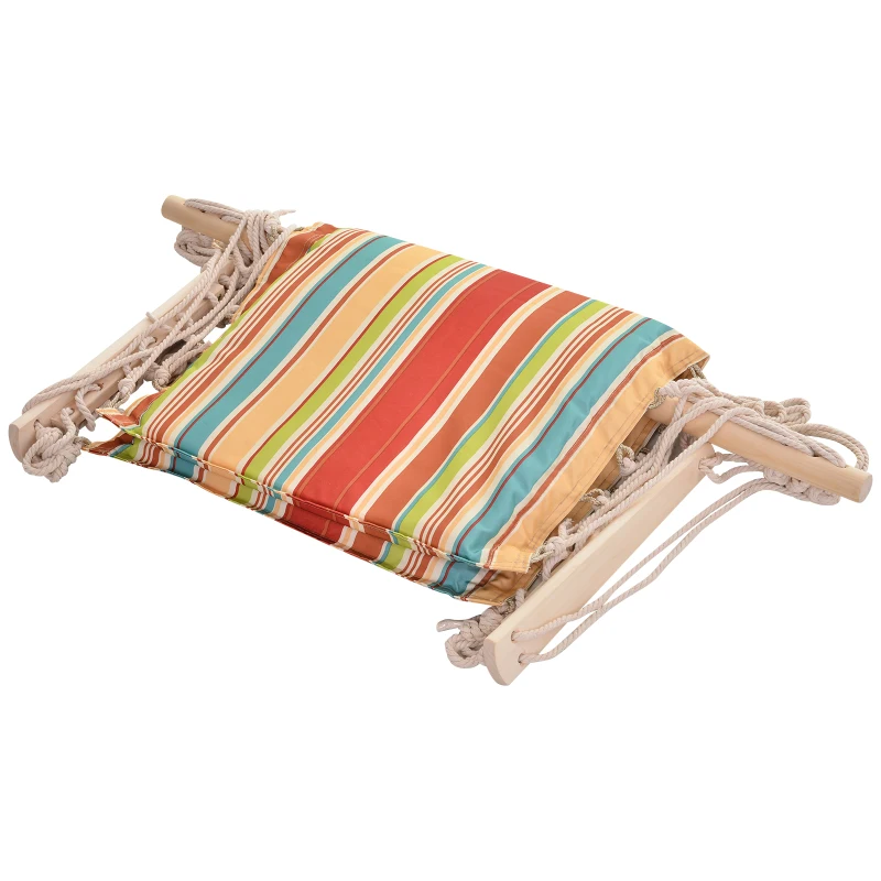 Outsunny Silla Colgante Estampado Rayas Hamaca con Cojín Reposacabezas para Interior Exterior 100x106 cm Carga Máx. 100 kg