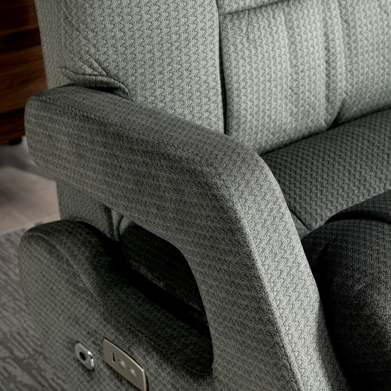 HOMCOM Recliner-Sessel, Elektrischer Polstersessel mit USB-Anschluss und Fußstütze, Samtoptik, drehbar, verstellbar, Grau(m-9)