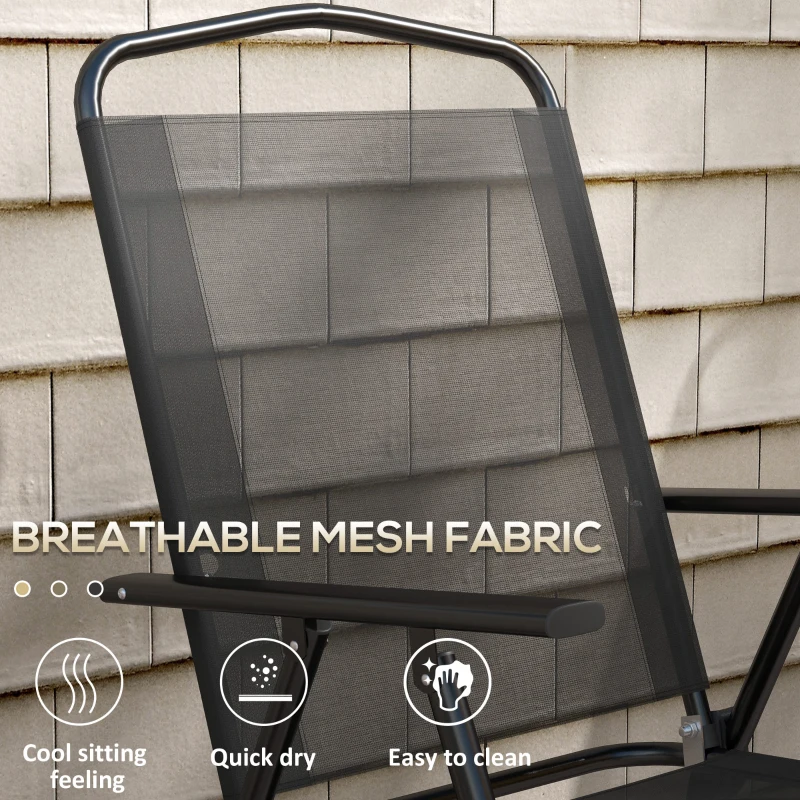 Outsunny Three-Piece Garden Seat Set, with Glass-Top Table - Black