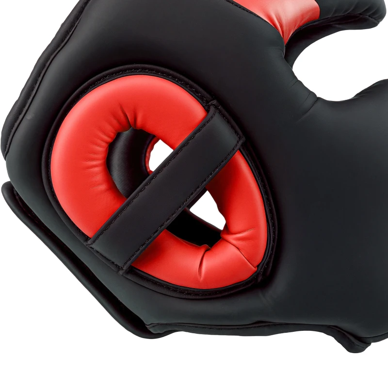 SPORTNOW Capacete de Boxe com Correia Ajustável Protetor de Cabeça para Artes Marciais Karate Tamanho L Vermelho e Preto