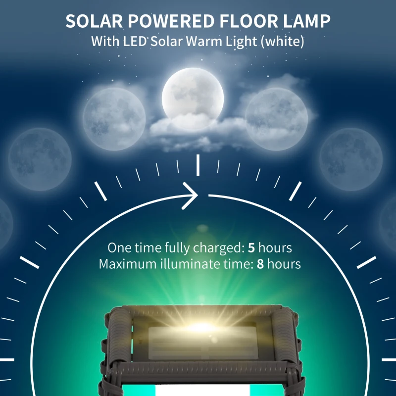 Outsunny Rattan Solar Floor Lamp, 68cm Tall Outdoor Garden Lantern Pathway Light & Decorative Lighting with Auto On/Off LED Lights, IP44, for Porch, Yard, Courtyard, Deck, Grey