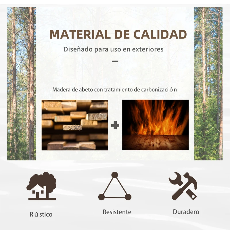 Outsunny Puente de Jardín de Madera 100x50x37 cm con Barandillas Puente de Arco para Decoración Patio Carga 150 kg Carbonizado