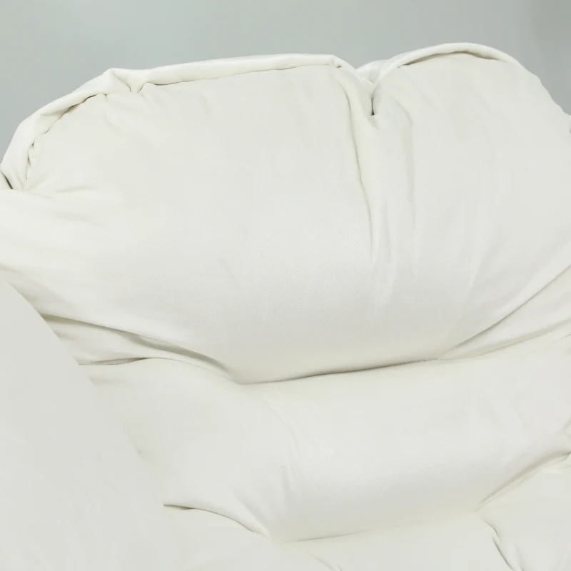 HOMCOM Poltrona Sala de Estar com Apoio para os Pés Poltrona Relax para Leitura com Bolsos Laterais 80x78x100 cm Creme