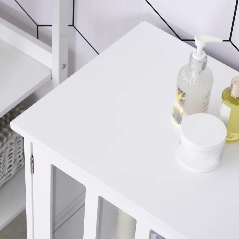 kleankin Badezimmerschrank Küchenschrank Vitrine mit 2 Türen Sideboard Kommode Vitrinenschrank MDF Acryl Weiß 80 x 36 x 80 cm