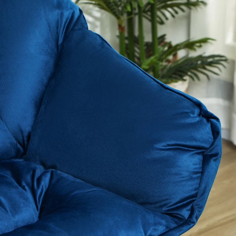 HOMCOM Poltrona Sala de Estar com Apoio para os Pés Poltrona Relax para Leitura com Bolsos Laterais 80x78x100 cm Azul Escuro