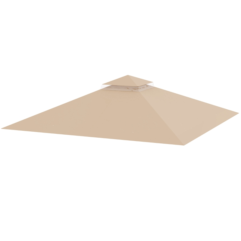 Outsunny 3x3(m) Replacement Gazebo Canopy, Double Tier Roof Top for Garden, Patio, Outdoor, Khaki (TOP ONLY)