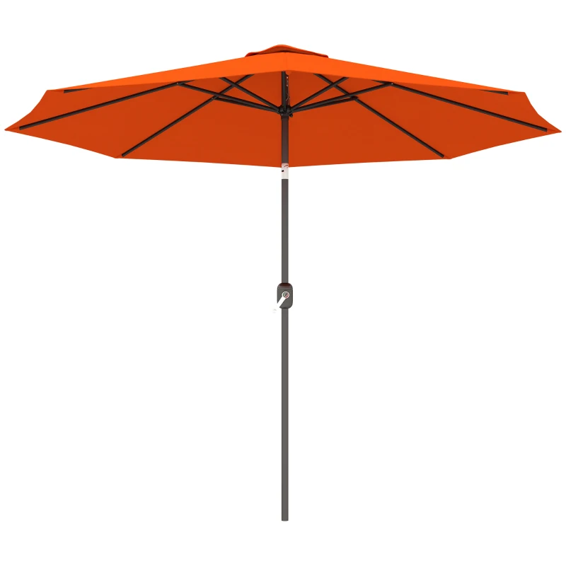 Outsunny 3 m Garden Parasol Umbrellas, Outdoor Sun Shade with 8 Ribs, Tilt and Crank Handle for Balcony, Bench, Garden, Orange