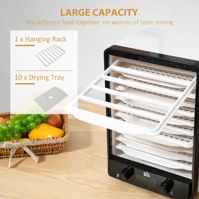HOMCOM 11-Tray Food Dehydrator, 40-70℃ Temperature and Timer