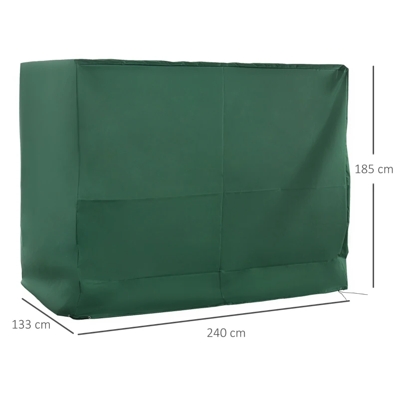 Outsunny Capa para Baloiço de Jardim Capa de Proteção para Baloiço com Cordas Ajustáveis Impermeável Anti UV 240x133x185 cm Verde
