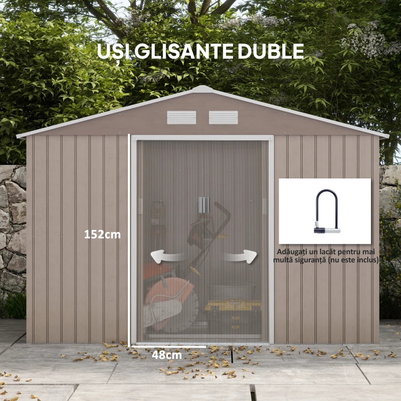 Outsunny Magazin Gradina 277×195×192 cm – Depozitare Unelte cu Ventilatie