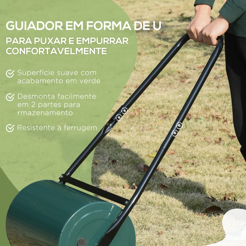 Outsunny Rolo de Relva Largo 50 cm Ø30cm  Rolo de Relva de 30L Preenchido com Areia ou Água com Pega em U 102x50x30 cm Verde