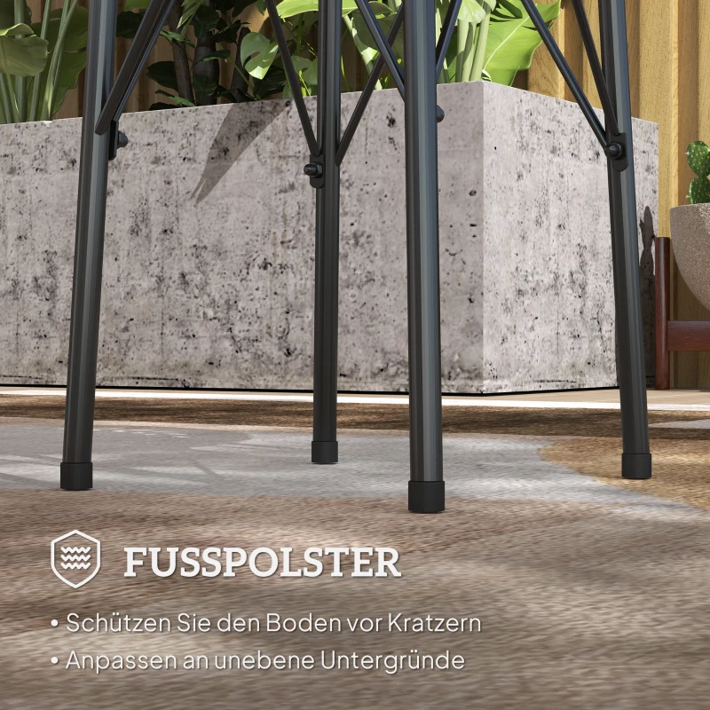 Outsunny Gartentisch, Runder Terrassentisch mit Blumenmuster, Stahl, Bistrotisch für drinnen und draußen, Schwarz