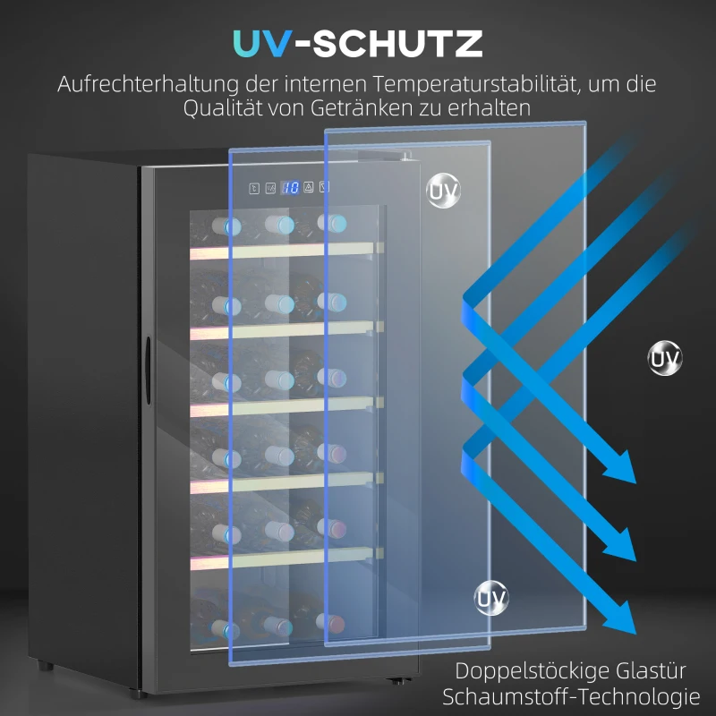 HOMCOM Wijnkoelkast voor 41 Flessen, 91 Liter Capaciteit, Drankenkoelkast met LED-Display en Touchscreen, Zwart(m-8)