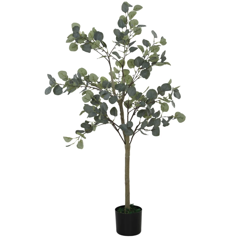 HOMCOM Planta Artificial Decorativa de 120 cm Eucaliptus Sintético con 230 Hojas en Maceta para Interior Verde