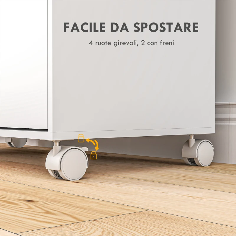 HOMCOM Mobile Asse da Stiro con Piano d'Appoggio, 3 Ripiani a Cubo e Guida, 127x42.5x99cm, Bianco