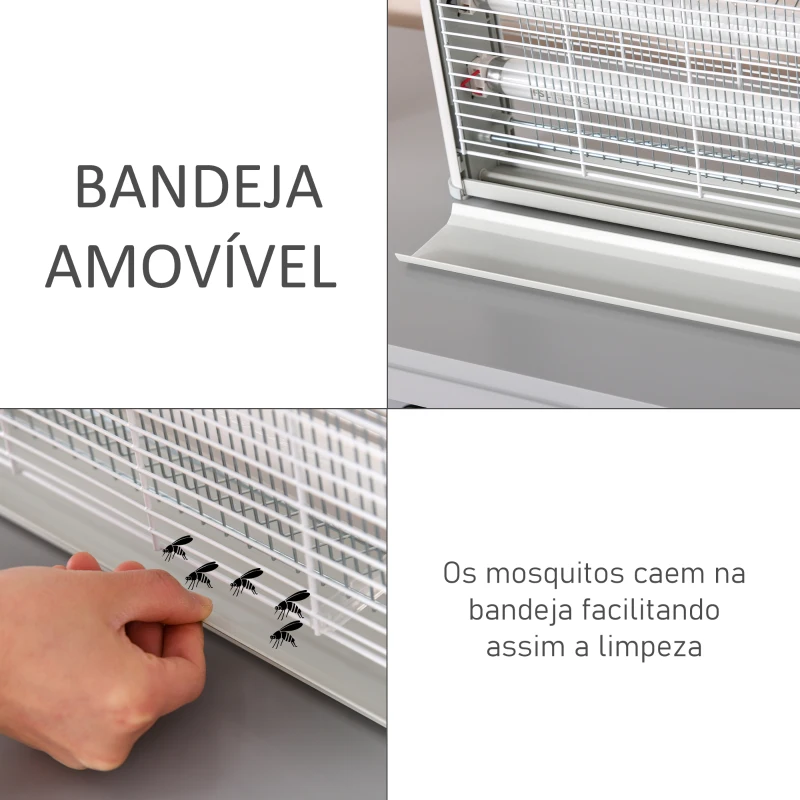 Outsunny Lâmpada Anti-Mosquitos Elétrica 30W Mata Mosquitos Elétrico Área 60 m² com Luz UV 48,5x8,5x26,5cm Branco e Cinza