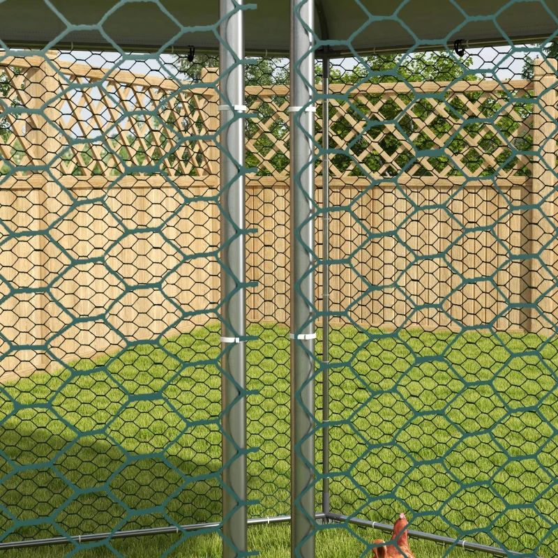 PawHut Cotet pentru Gaini 4x3,5x2,6m, Argintiu(m-9)