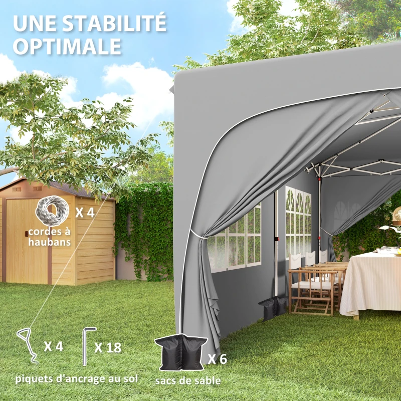 Outsunny Tonnelle pliante 3 x 6m Pop Up, UPF50+ Hauteur ajustable, avec sac de transport et sacs de sable, Gris clair