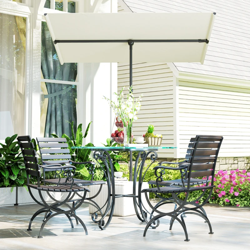 Outsunny Parasol Beige 180 Gradend Draaibaar en Hoogteaanpasbaar met Aluminium Paal 150x205cm