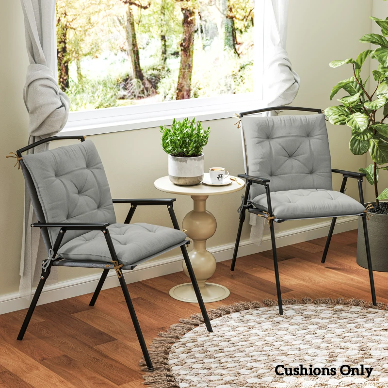 Outsunny Set of Two Outdoor Seat Cushions - Light Grey