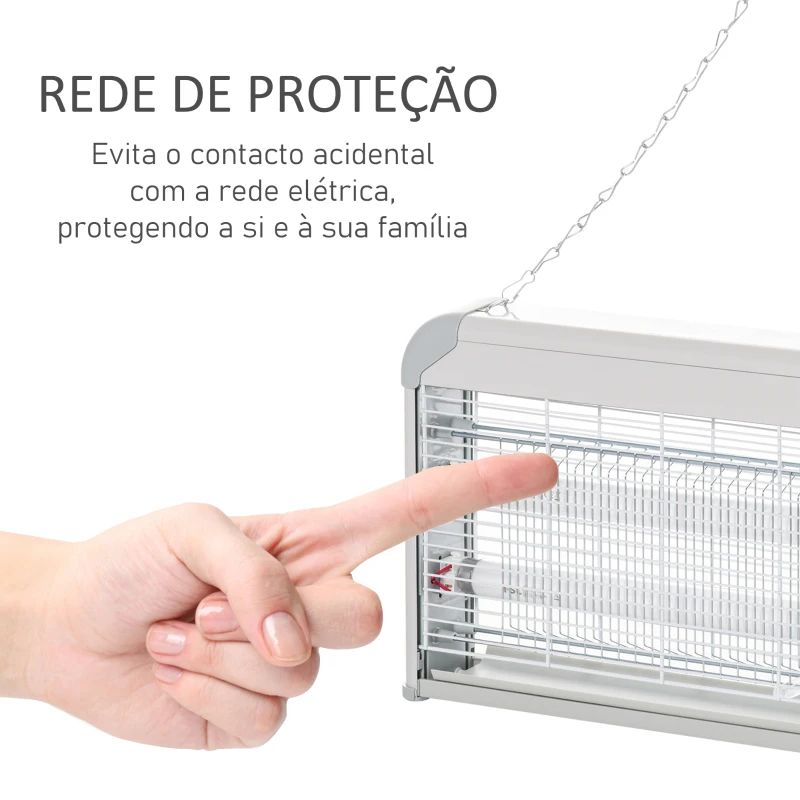 Outsunny Lâmpada Anti-Mosquitos Elétrica 30W Mata Mosquitos Elétrico Área 60 m² com Luz UV 48,5x8,5x26,5cm Branco e Cinza