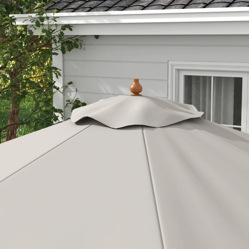 Outsunny Ombrellone da Giardino con Doppio Tettuccio, in Bambù e Poliestere, Ø325x250 cm, Grigio