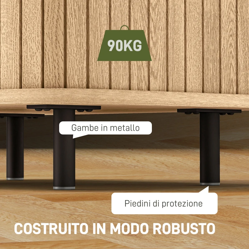 HOMCOM Set 2 Comodini in stile Nordico con Ripiano a 2 Livelli, in Legno e Acciaio, 48x40x48 cm, Nero e Rovere