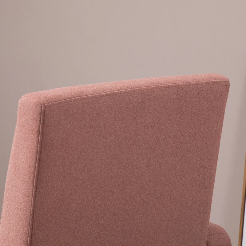 HOMCOM Poltrona Baloiço Estofada em Flanela Cadeira de Baloiço Relax com Assento Apoio para os Braços Acolchoados e Base de Madeira Ideal para Lactancia 72x75x105cm Rosa