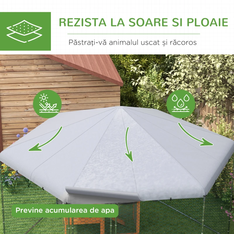 PawHut Cotet pentru Gaini 4x3,5x2,6m, Argintiu(m-4)