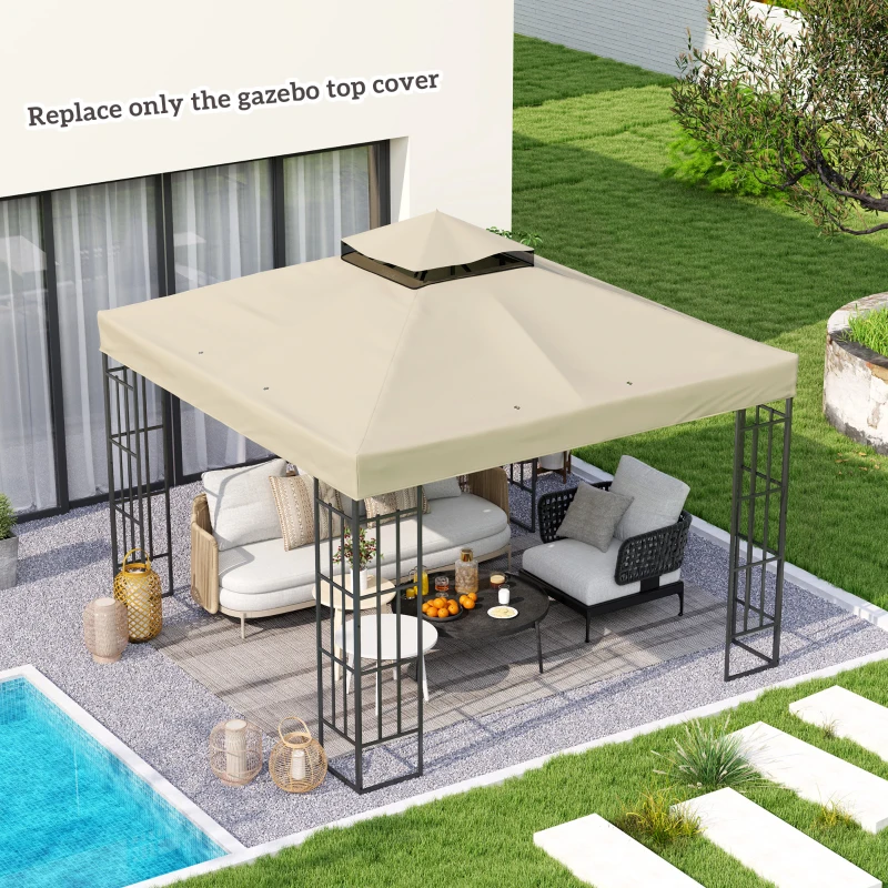 Outsunny Toldo de Substituição para Pérgola 3x3 m Toldo de Substituição com Teto Duplo Proteção UV 30+ Toldo para Pérgola Creme