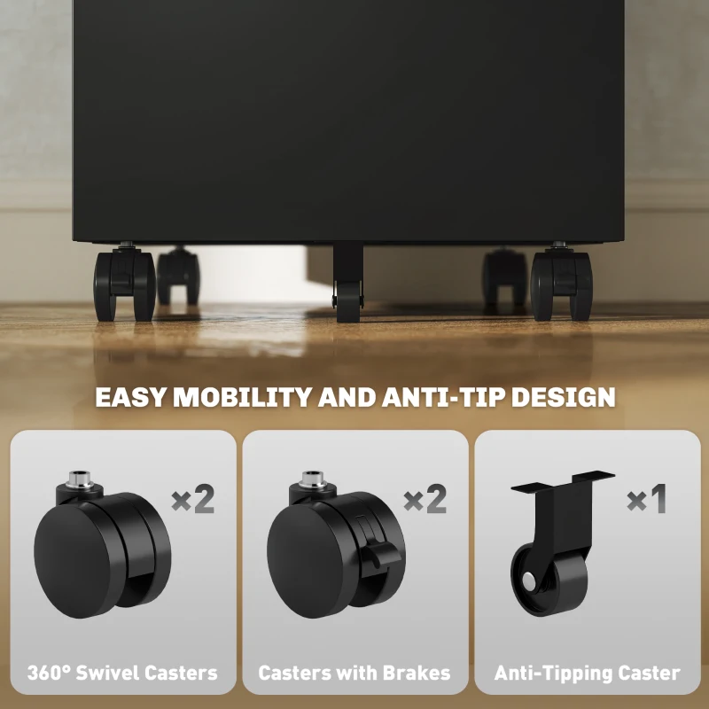 Vinsetto Three-Drawer Steel Filing Cabinet - Black