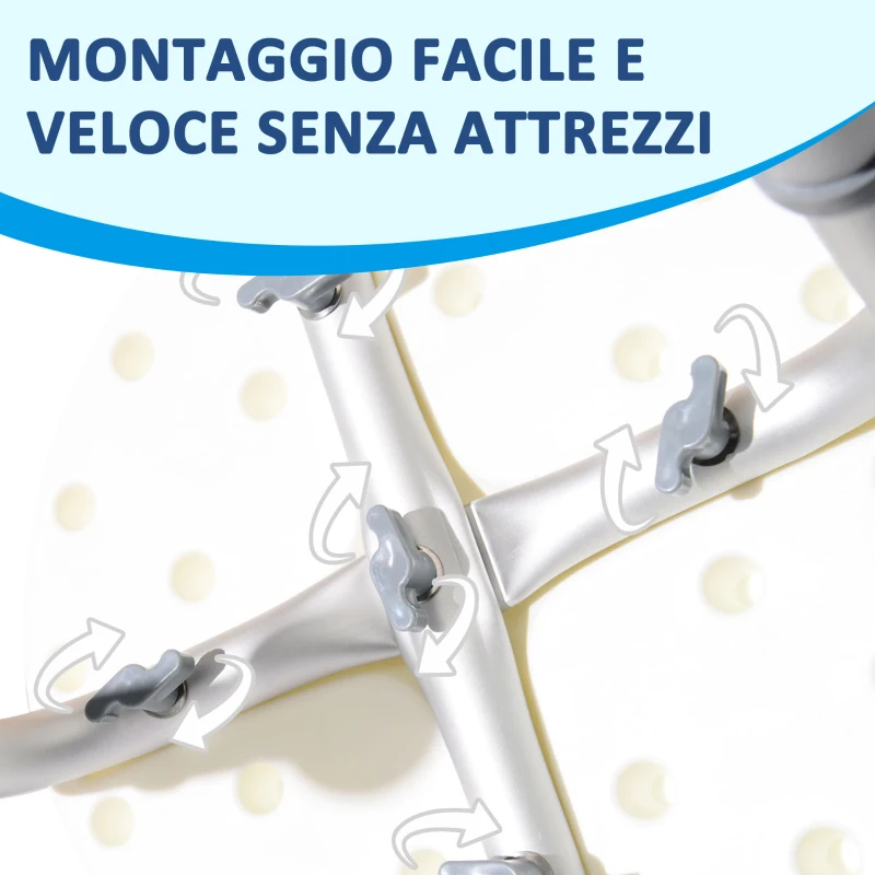 HOMCOM Sgabello Sedile Sedia per Doccia Bagno, Antiscivolo, Altezza Regolabile