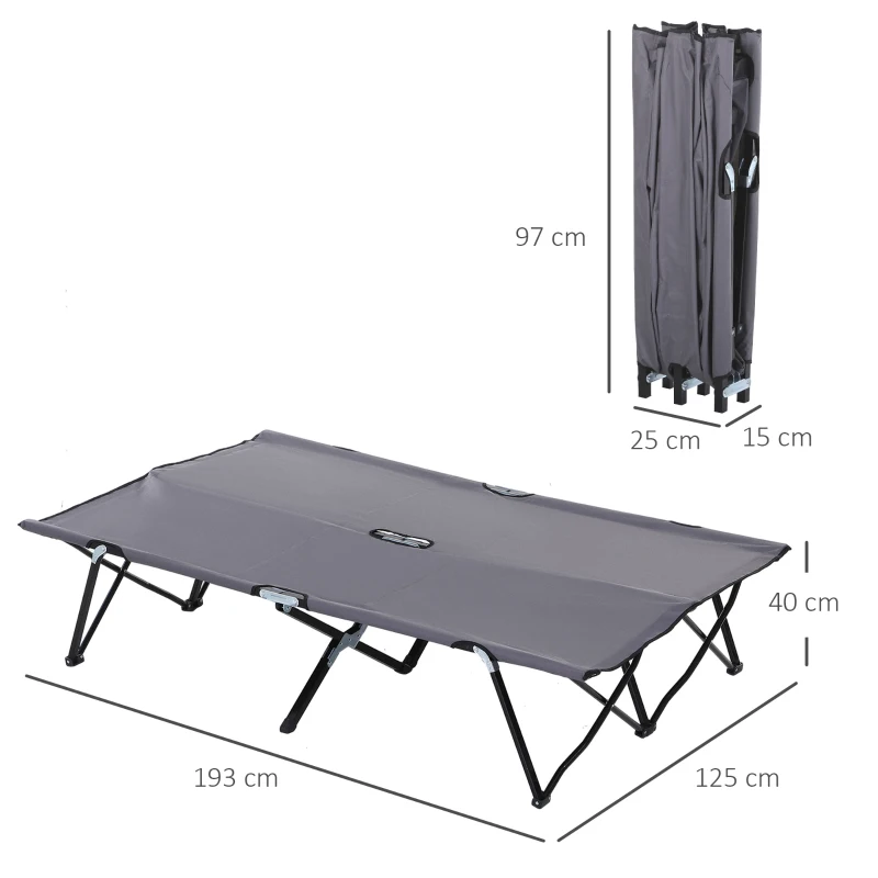 Outsunny Łóżko Kempingowe dla 2 Osób, 193D x 125S x 40W cm, Szare