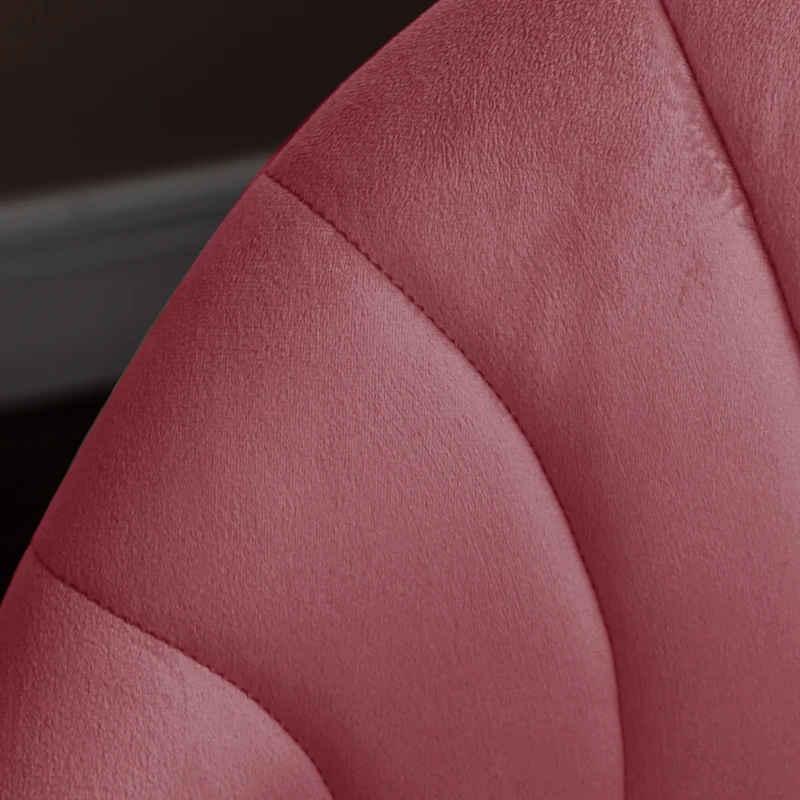 HOMCOM Set 2 Scaune de Sufragerie din Catifea, Scaune Capitonate pentru Salon si Sufragerie cu Picioare din Metal, Rosu