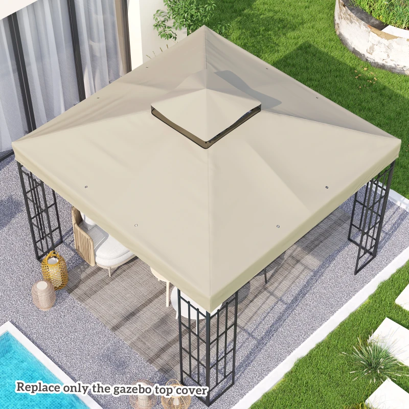 Outsunny Toldo de Substituição para Pérgola 3x3 m Toldo de Substituição com Teto Duplo Proteção UV 30+ Toldo para Pérgola Creme