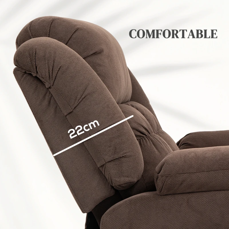 HOMCOM Fotel z Pomocą przy Wstawaniu, Maszającym i Ogrzewaniem Odcinka Lędźwiowego, Relaksacyjny z Pilotami i Bocznymi Kieszeniami, Ciemnobrązowy