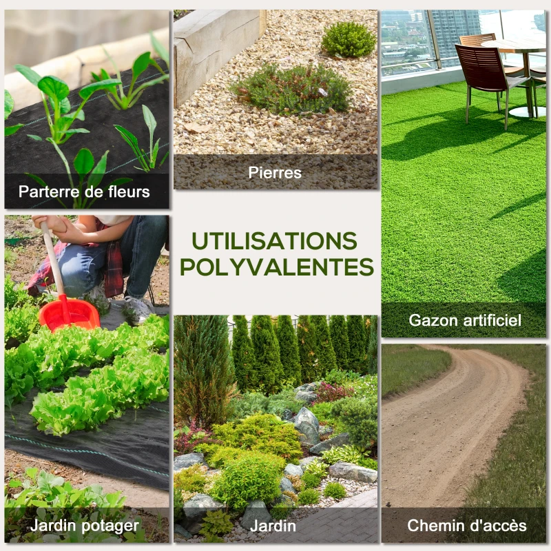 Outsunny Toile de paillage géotextile de paillage contre les mauvais herbes 100 x 1 m résistant aux déchirures polypropylène noir