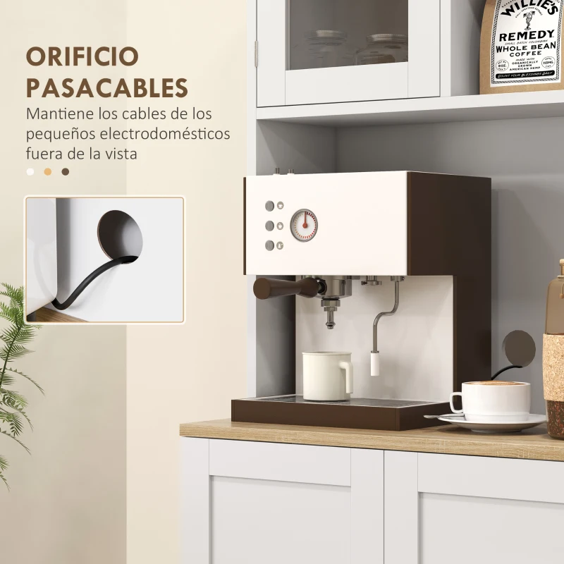 HOMCOM Alacena de Cocina con 3 Puertas Estantes Ajustables y Estantes en la Puerta para Comedor Salón 60x35x169 cm Blanco