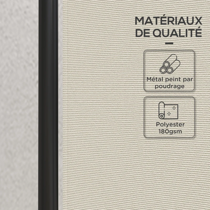 Outsunny Paravent 221 x 172 cm paravent de jardin à 4 panneaux avec pieds larges en tissu polyester de 180 g/m² crème