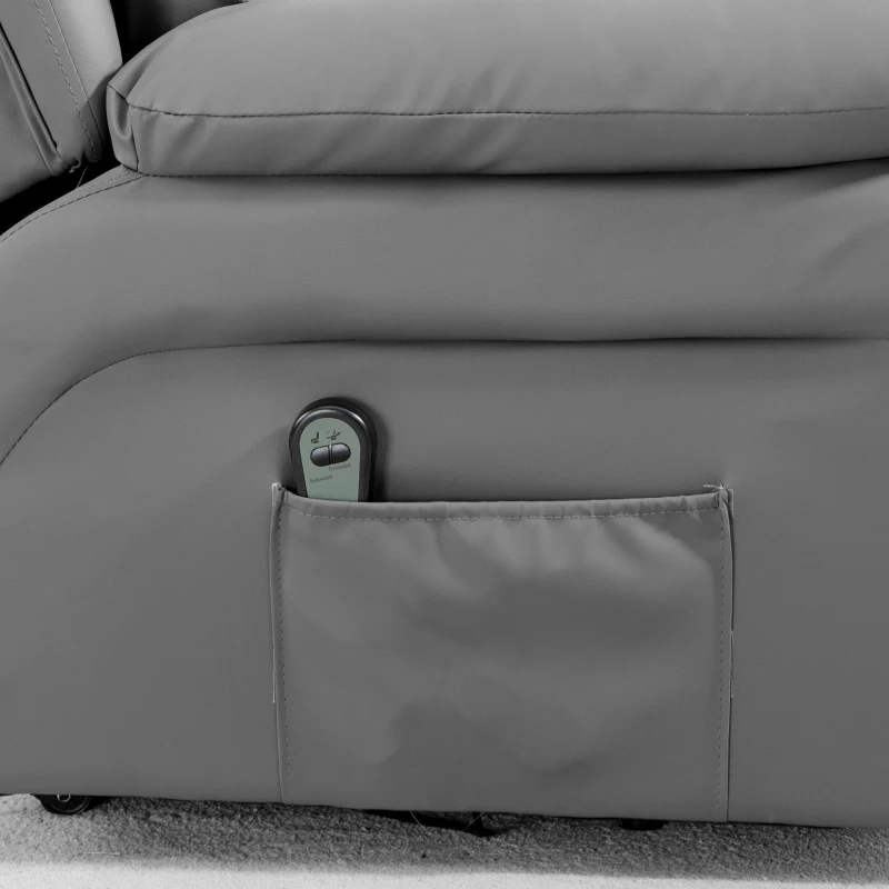 HOMCOM Relaxsessel mit Aufstehhilfe, Liegefunktion, Kunstleder, bis 130 kg, 96x93x105cm, Grau