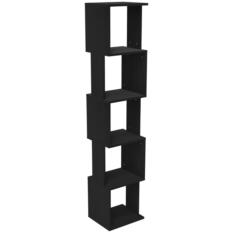 HOMCOM Bibliothèque étagère Design Moderne à 5 Niveaux – Rangement Pratique pour Maison ou Bureau, noir