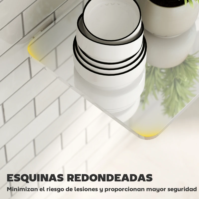 HOMCOM Juego de 2 Mesas Plegables de Pared, Escritorios Flotantes para Cocina Comedor, 80x40x16,5cm 60x30x11,5cm Blanco Brillo